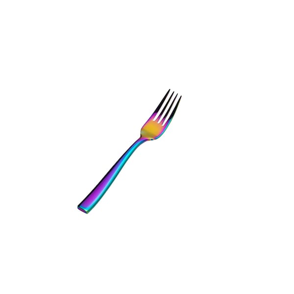 Bon Chef Manhattan, Salad/Dessert Fork, Mirror Finish, 18/10, 6.75" - Rainbow , set of 12 S3007RB - main